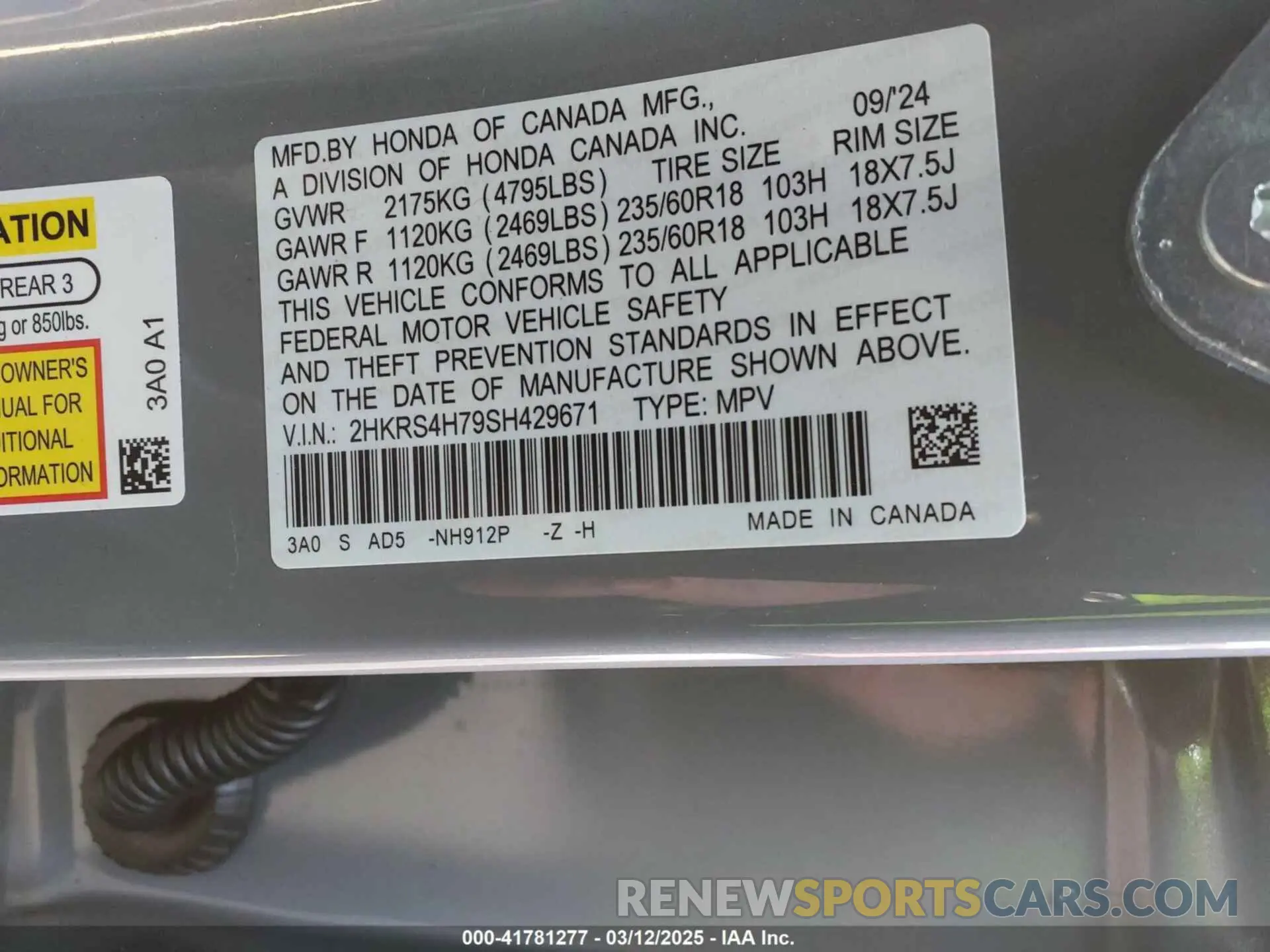 9 Photograph of a damaged car 2HKRS4H79SH429671 HONDA CR-V 2025