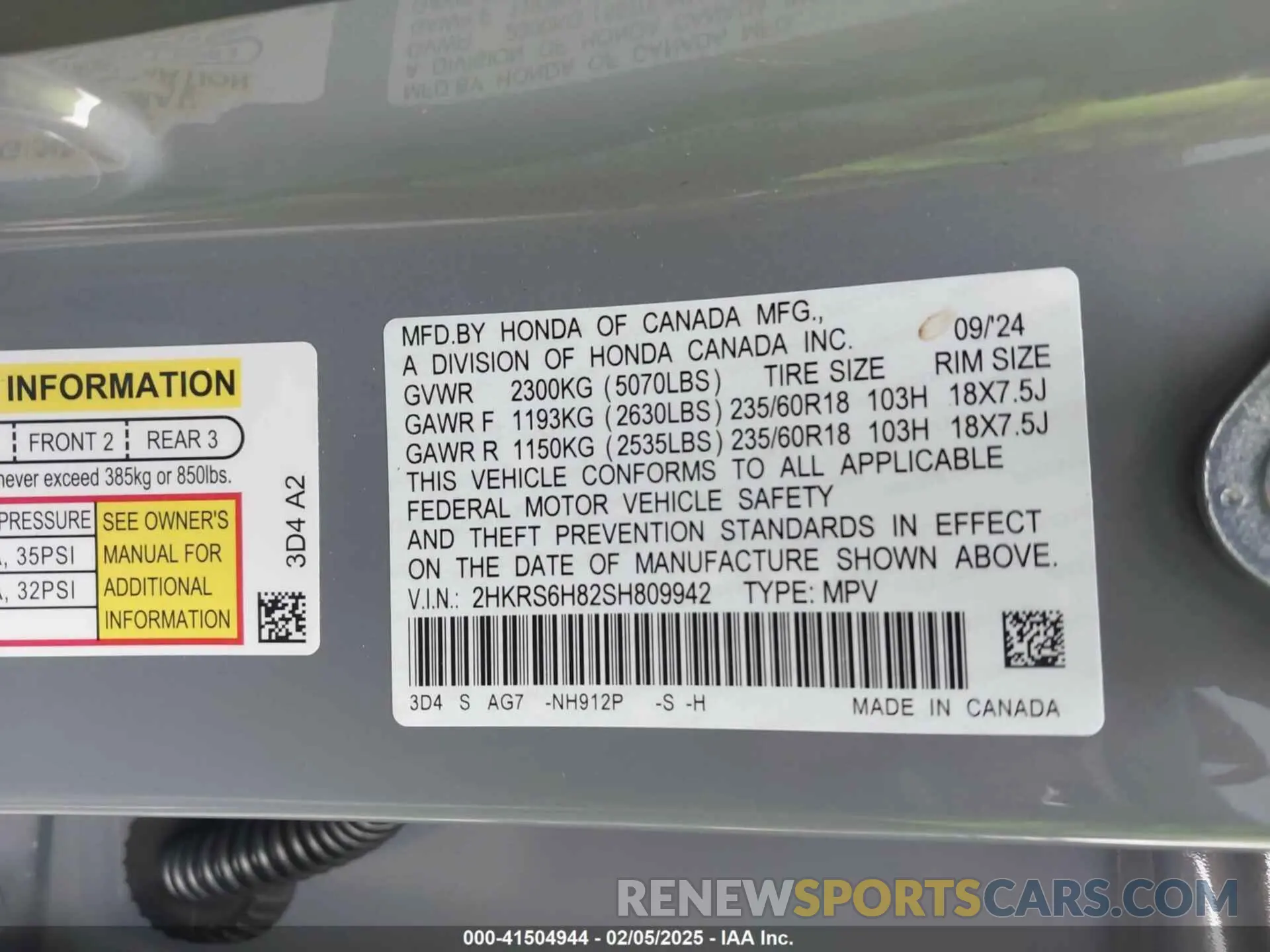 9 Photograph of a damaged car 2HKRS6H82SH809942 HONDA CR-V 2025