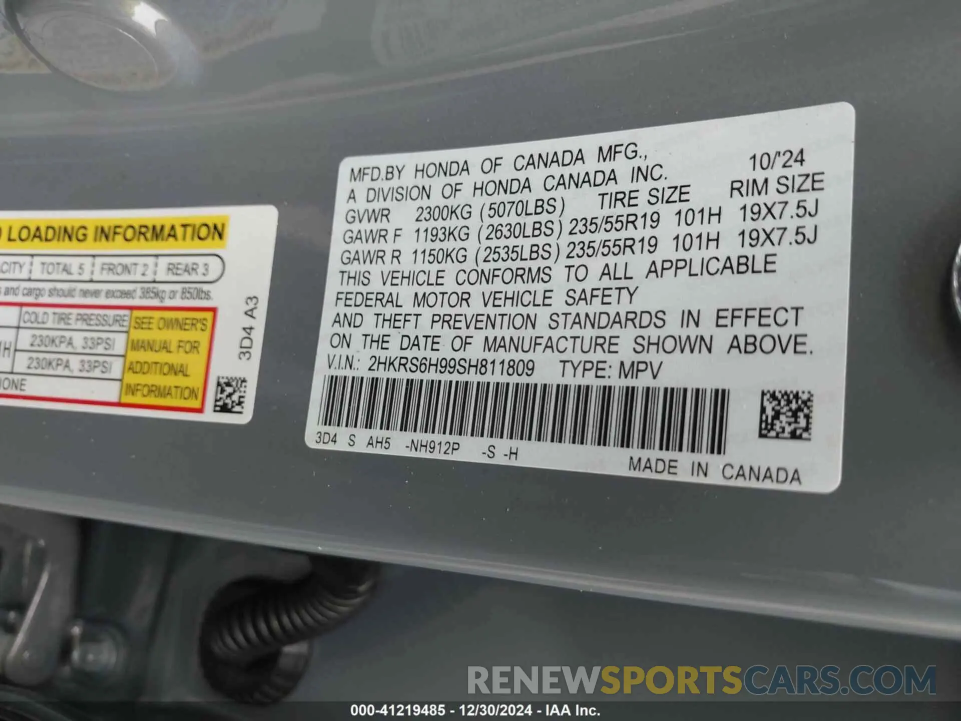 9 Фотография поврежденного автомобиля 2HKRS6H99SH811809 HONDA CR-V 2025