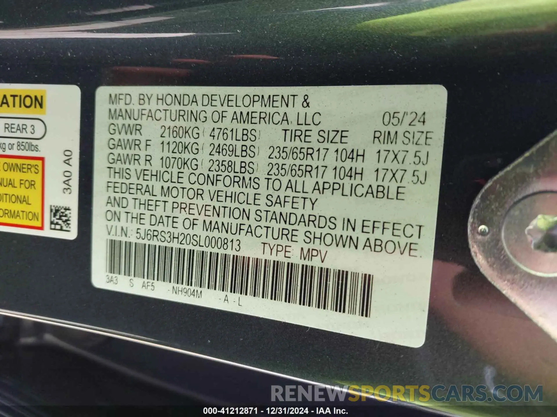 9 Фотография поврежденного автомобиля 5J6RS3H20SL000813 HONDA CR-V 2025