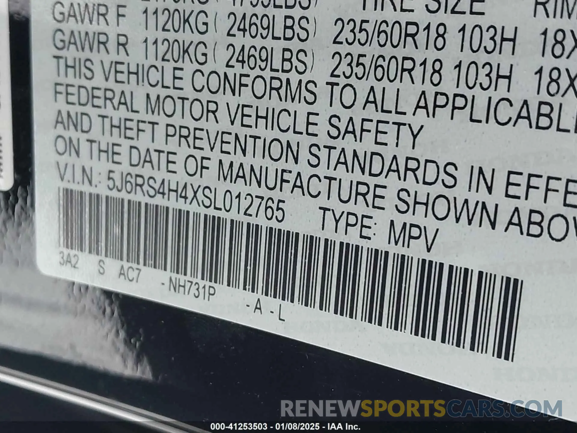 9 Фотография поврежденного автомобиля 5J6RS4H4XSL012765 HONDA CR-V 2025