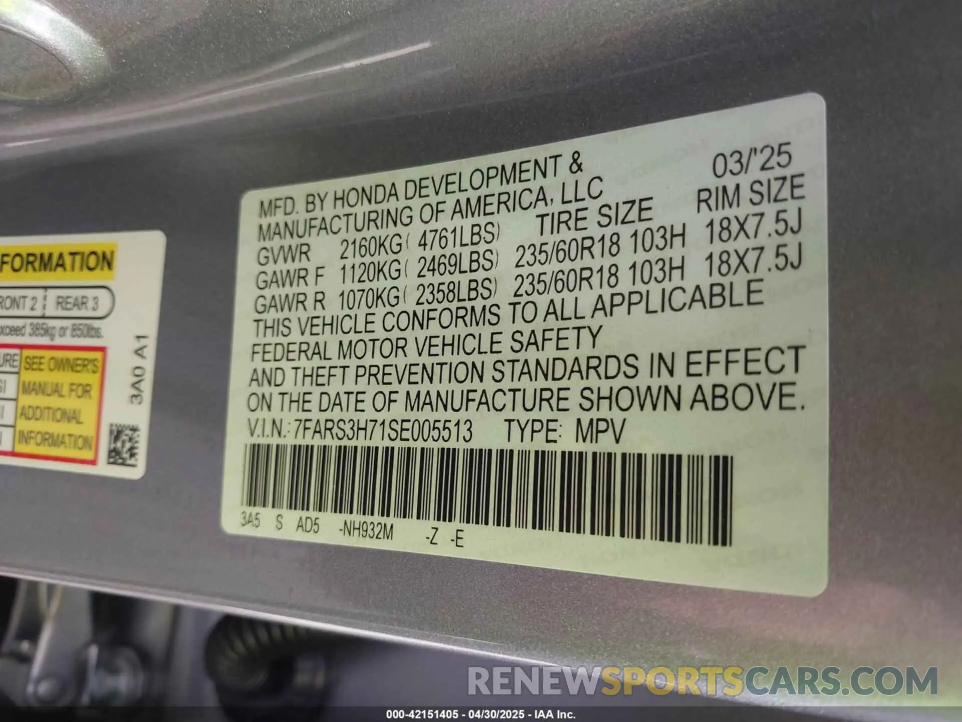 9 Фотография поврежденного автомобиля 7FARS3H71SE005513 HONDA CR-V 2025