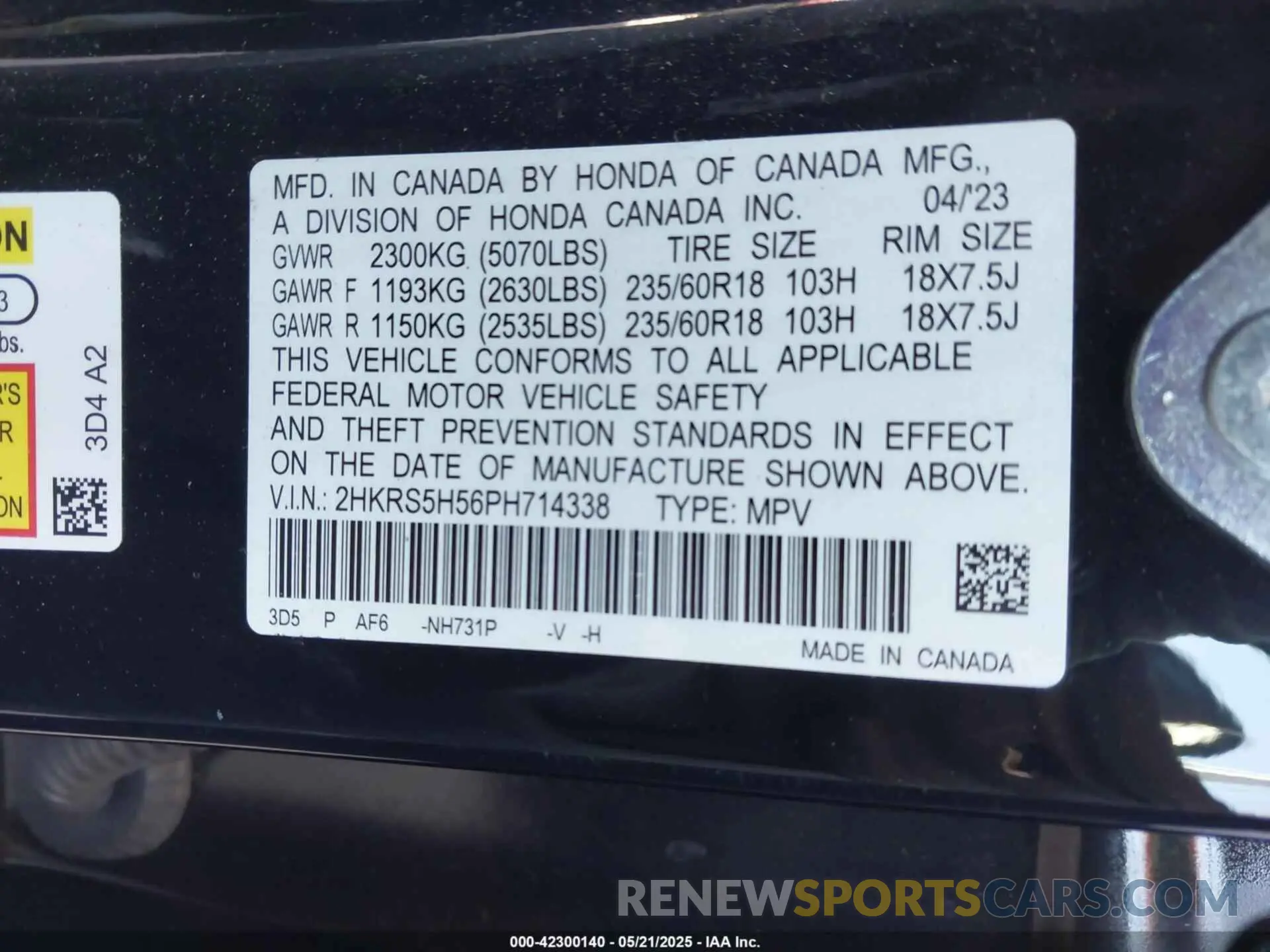 9 Photograph of a damaged car 2HKRS5H56PH714338 HONDA CR-V HYBRID 2023