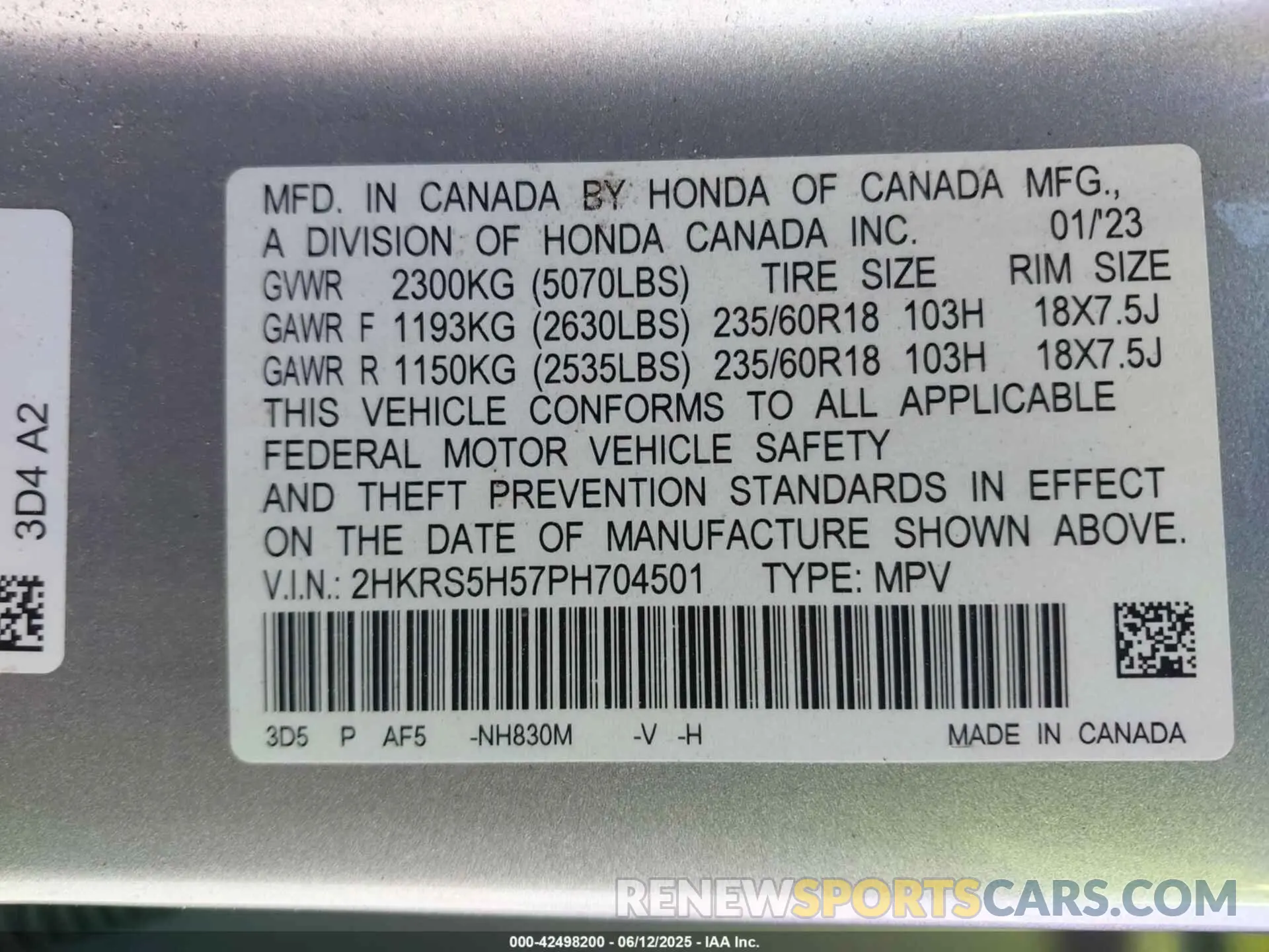 9 Фотография поврежденного автомобиля 2HKRS5H57PH704501 HONDA CR-V HYBRID 2023