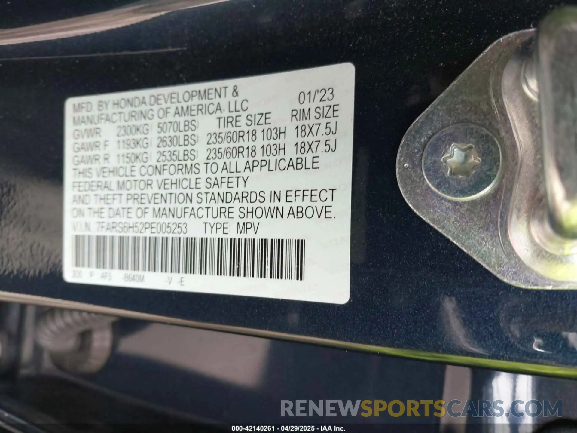 9 Photograph of a damaged car 7FARS6H52PE005253 HONDA CR-V HYBRID 2023