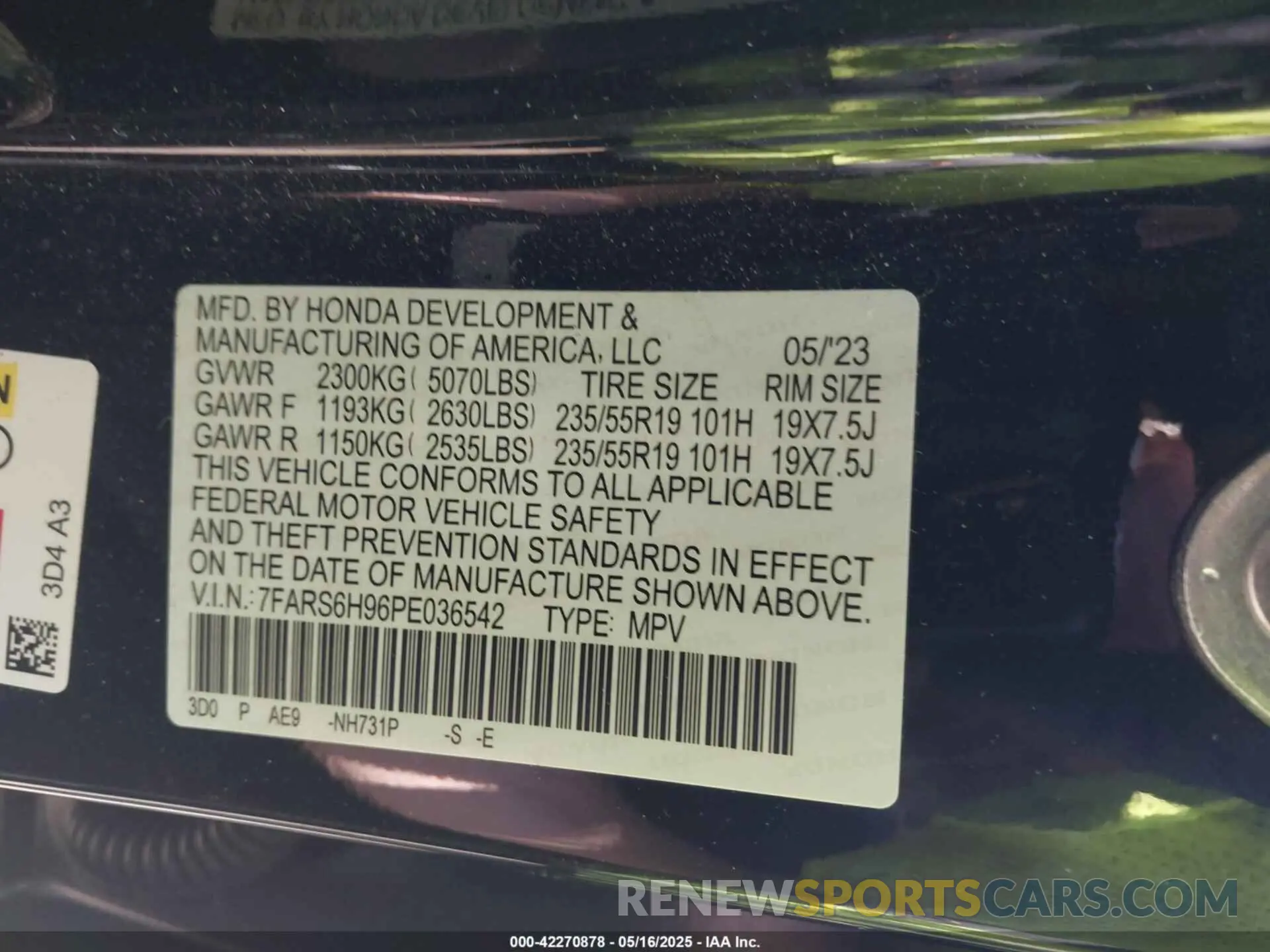 9 Фотография поврежденного автомобиля 7FARS6H96PE036542 HONDA CR-V HYBRID 2023