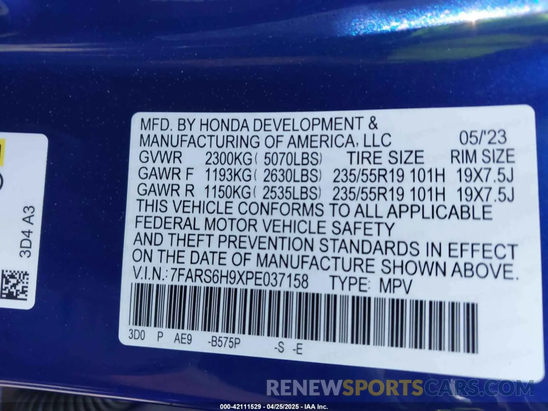 9 Photograph of a damaged car 7FARS6H9XPE037158 HONDA CR-V HYBRID 2023