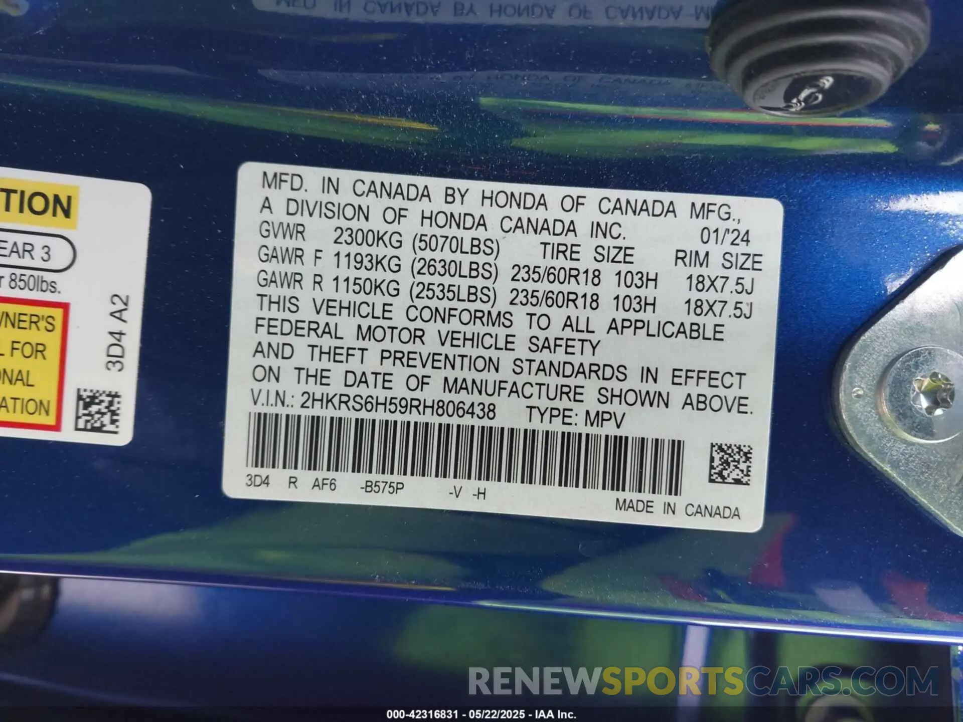 9 Photograph of a damaged car 2HKRS6H59RH806438 HONDA CR-V HYBRID 2024