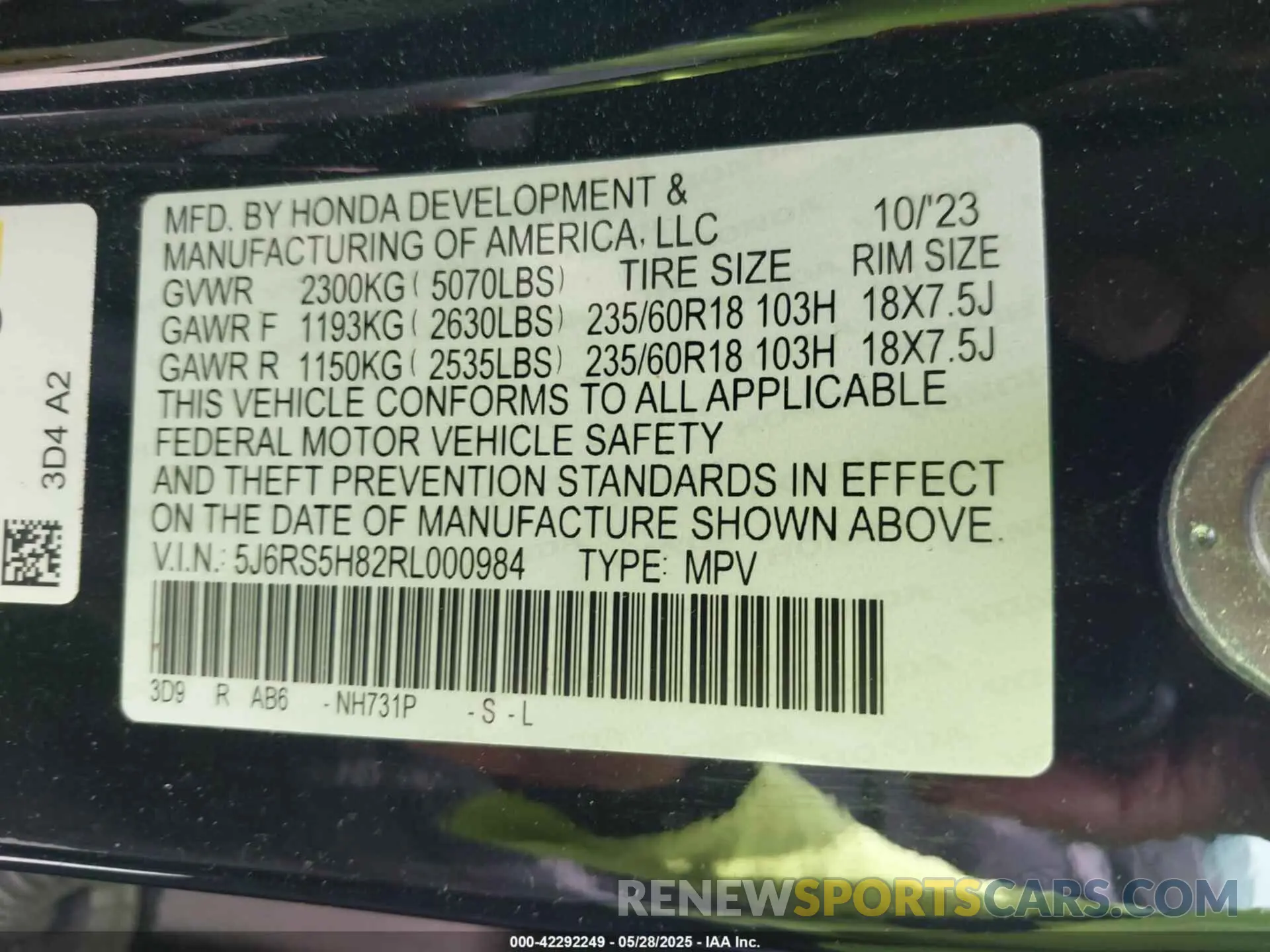 9 Фотография поврежденного автомобиля 5J6RS5H82RL000984 HONDA CR-V HYBRID 2024