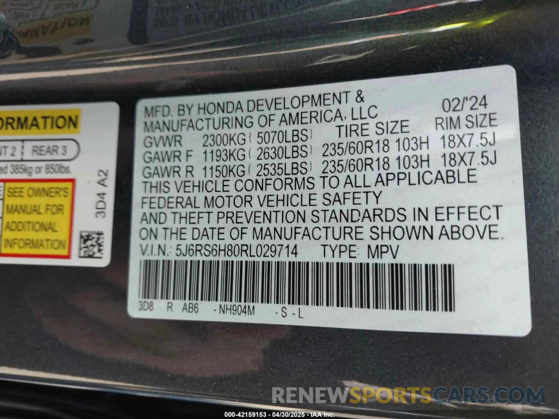 9 Фотография поврежденного автомобиля 5J6RS6H80RL029714 HONDA CR-V HYBRID 2024