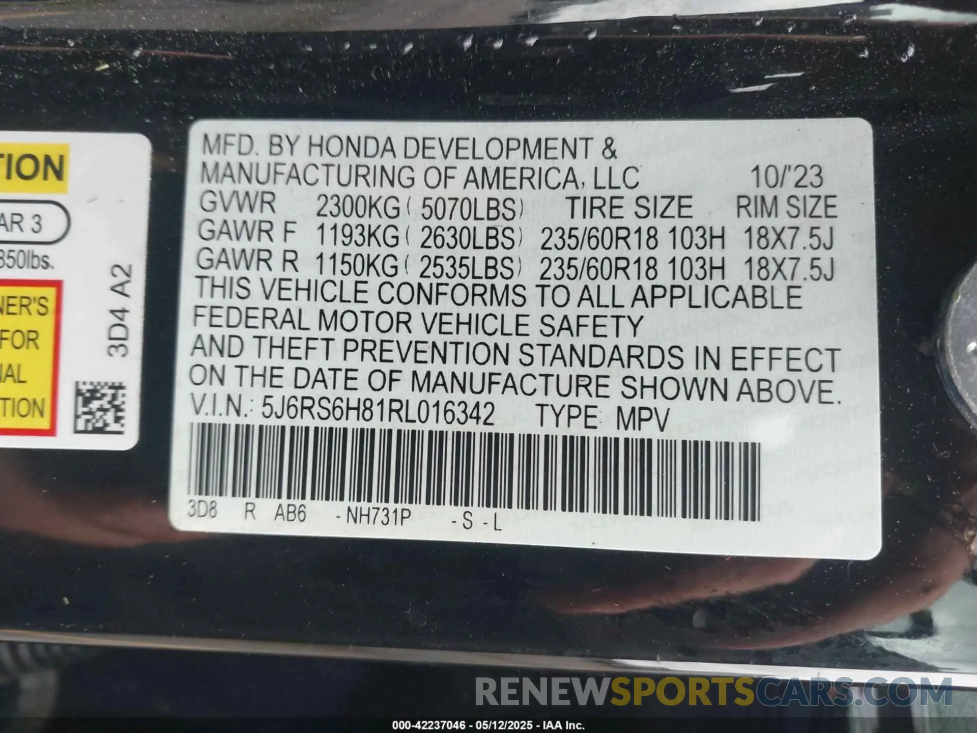 9 Photograph of a damaged car 5J6RS6H81RL016342 HONDA CR-V HYBRID 2024