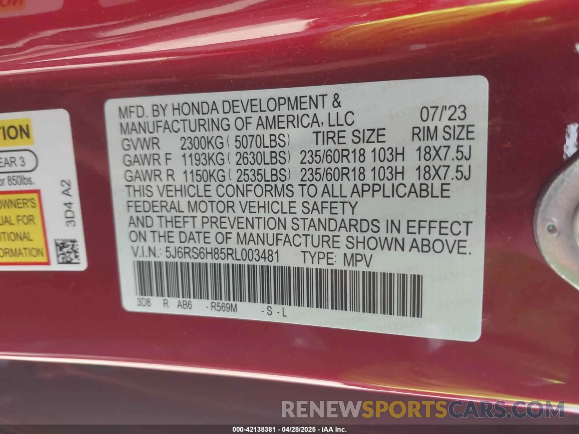 9 Photograph of a damaged car 5J6RS6H85RL003481 HONDA CR-V HYBRID 2024