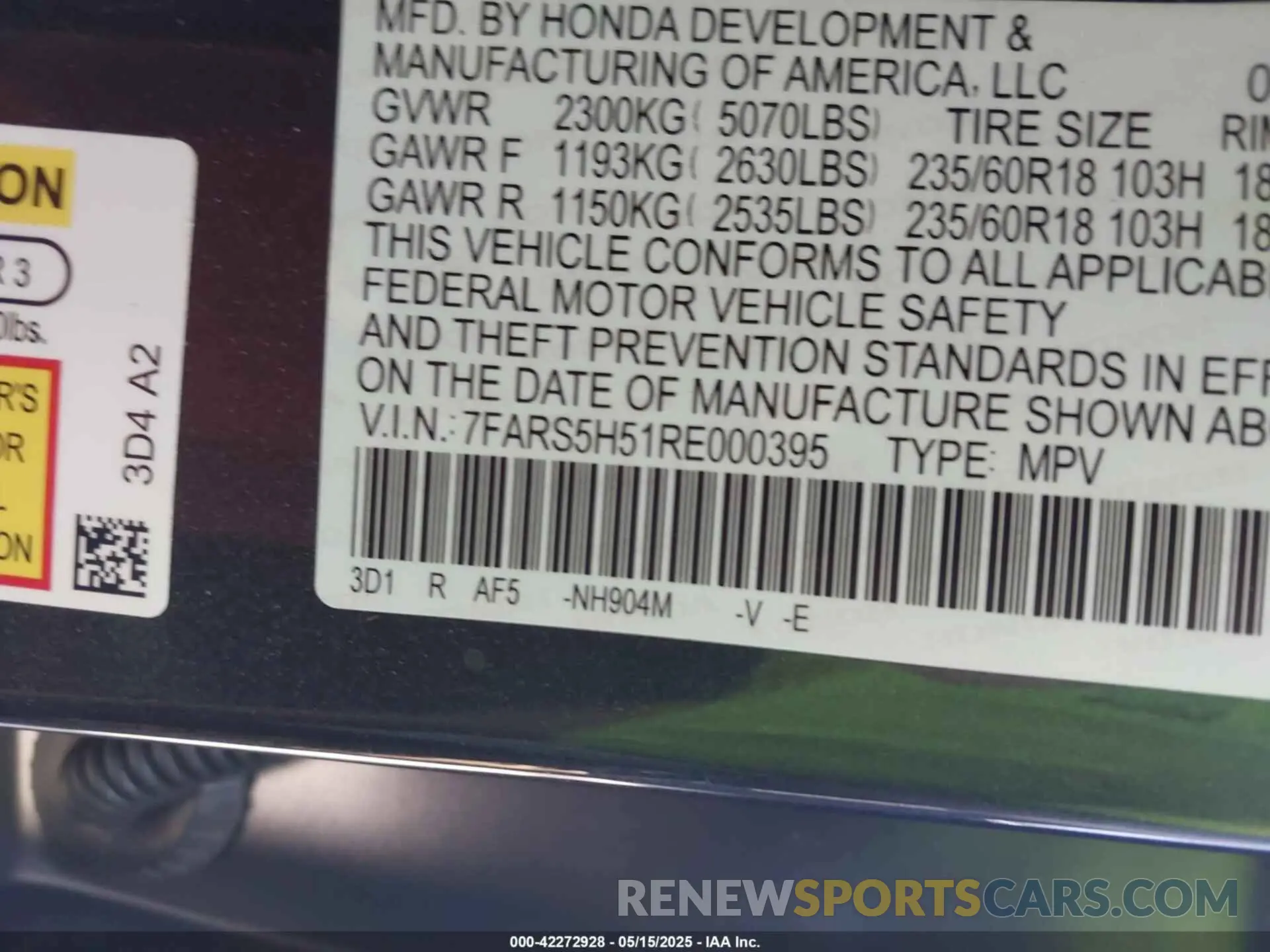 9 Photograph of a damaged car 7FARS5H51RE000395 HONDA CR-V HYBRID 2024