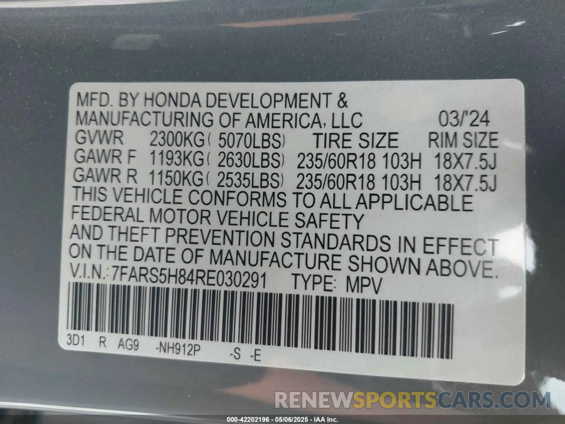 9 Photograph of a damaged car 7FARS5H84RE030291 HONDA CR-V HYBRID 2024