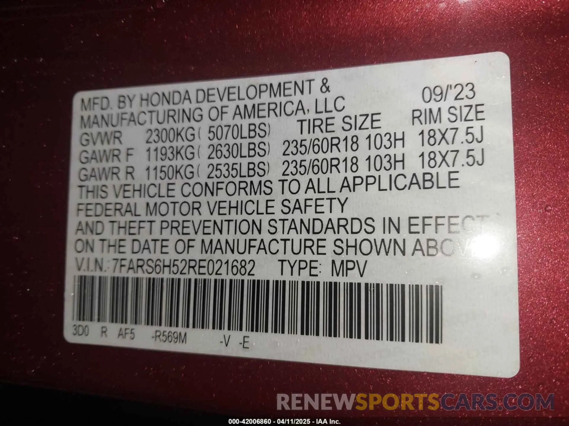 9 Фотография поврежденного автомобиля 7FARS6H52RE021682 HONDA CR-V HYBRID 2024