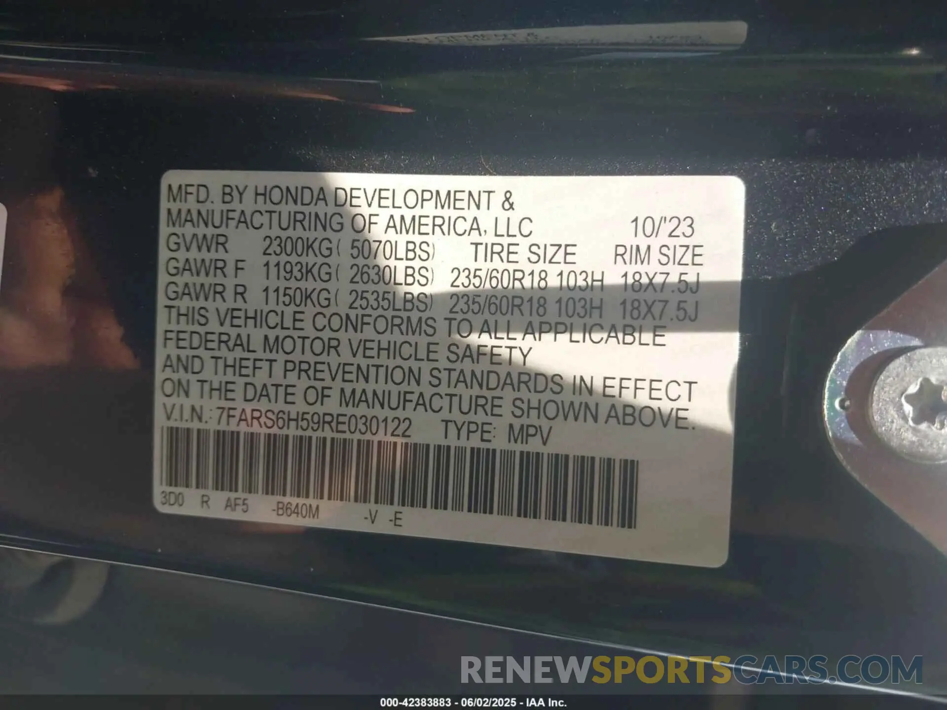 9 Фотография поврежденного автомобиля 7FARS6H59RE030122 HONDA CR-V HYBRID 2024