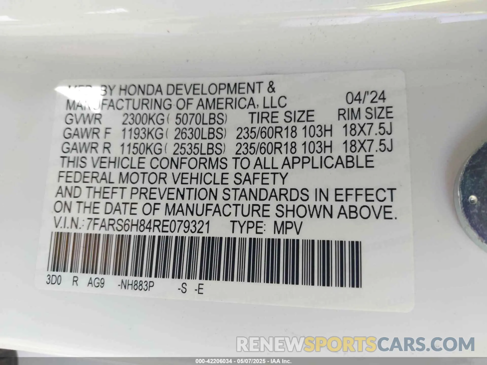 9 Photograph of a damaged car 7FARS6H84RE079321 HONDA CR-V HYBRID 2024