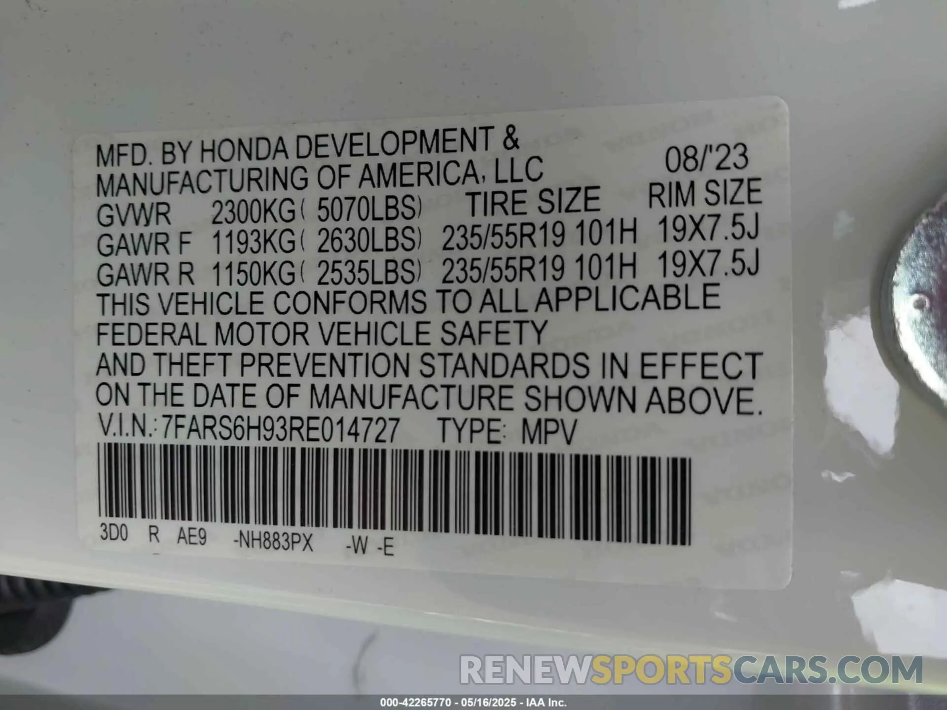 9 Фотография поврежденного автомобиля 7FARS6H93RE014727 HONDA CR-V HYBRID 2024