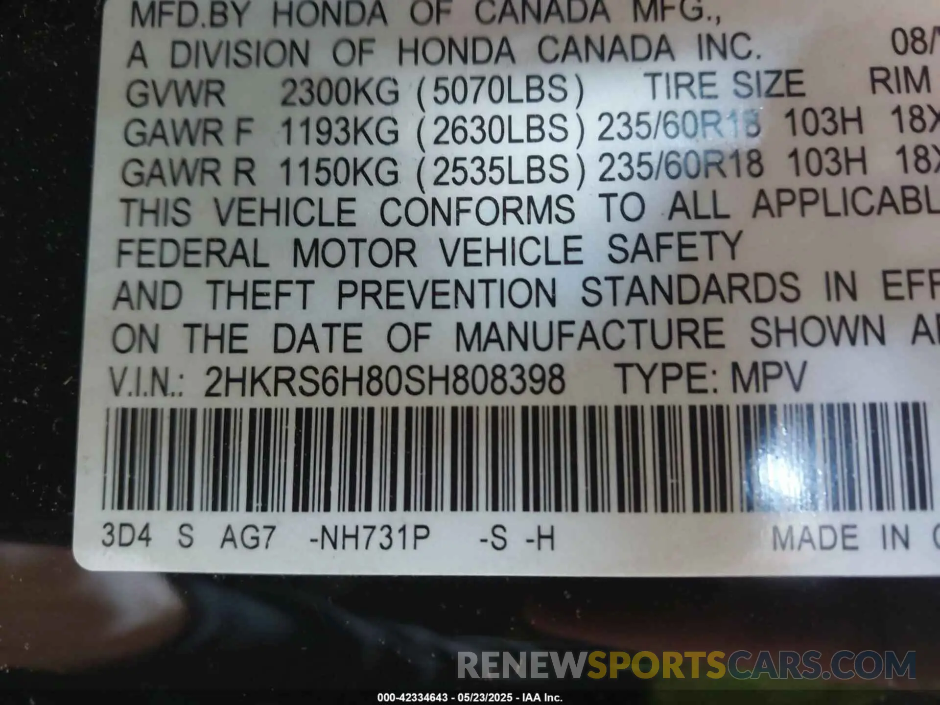 9 Фотография поврежденного автомобиля 2HKRS6H80SH808398 HONDA CR-V HYBRID 2025