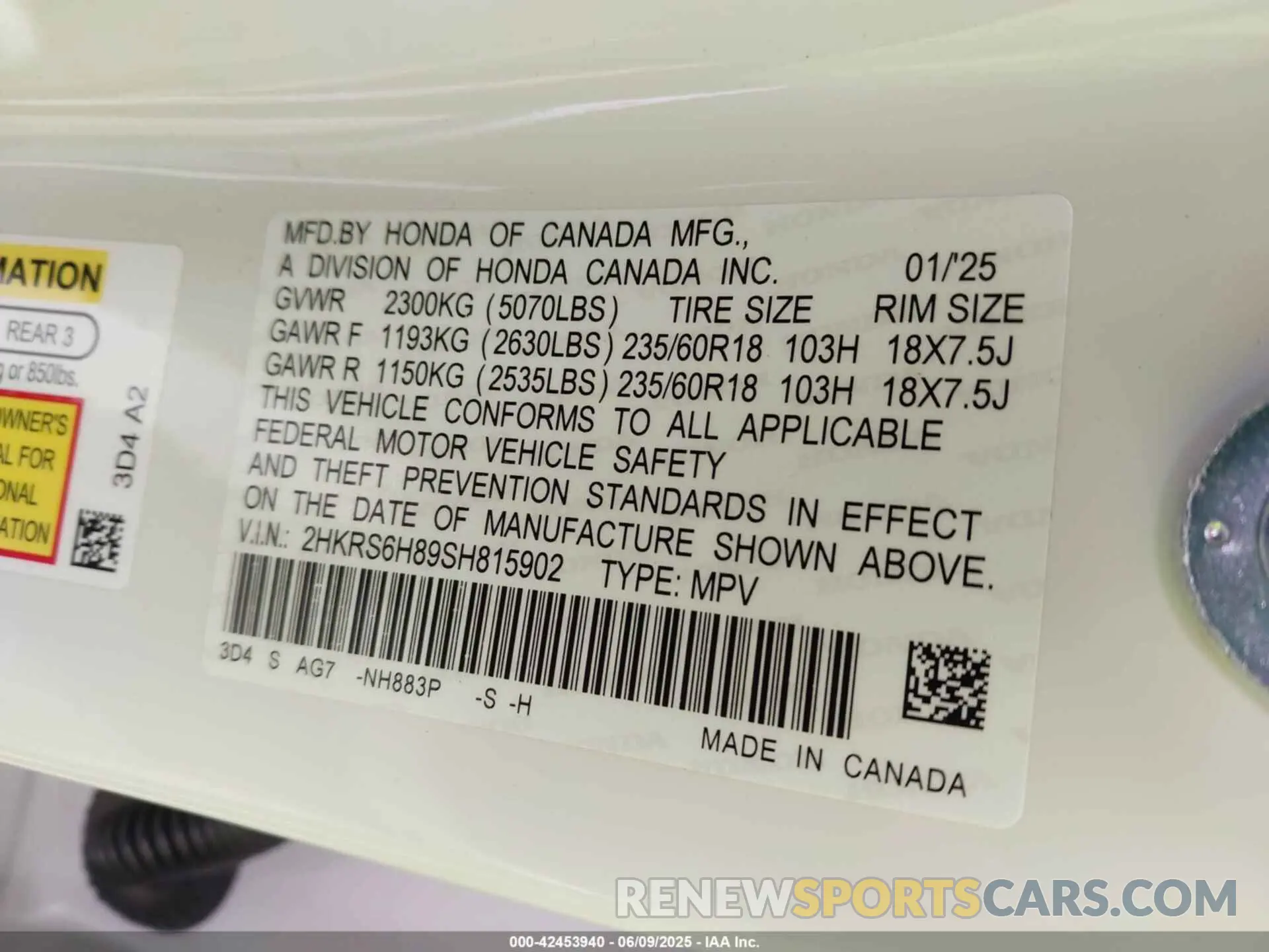 9 Photograph of a damaged car 2HKRS6H89SH815902 HONDA CR-V HYBRID 2025