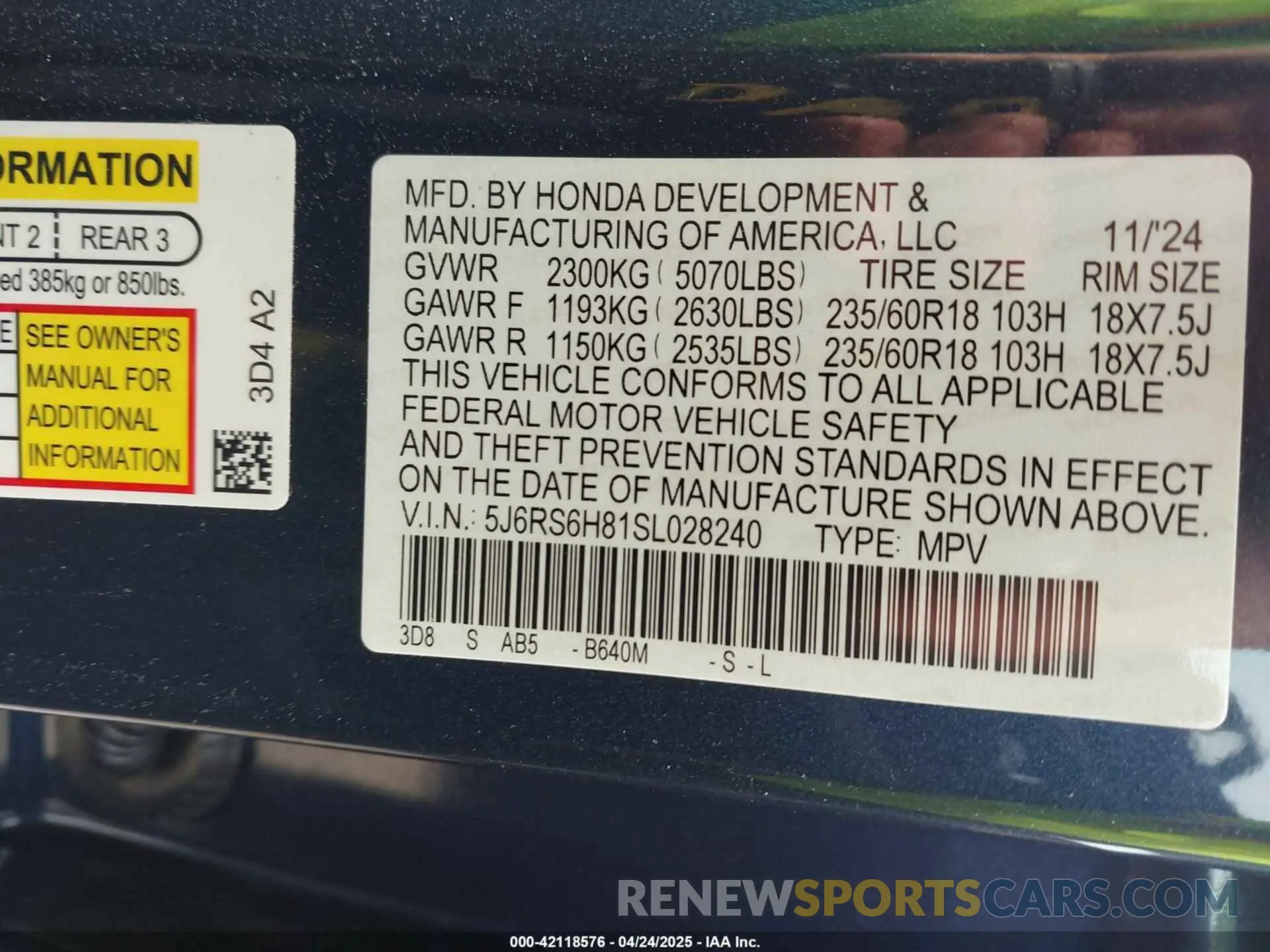 9 Фотография поврежденного автомобиля 5J6RS6H81SL028240 HONDA CR-V HYBRID 2025