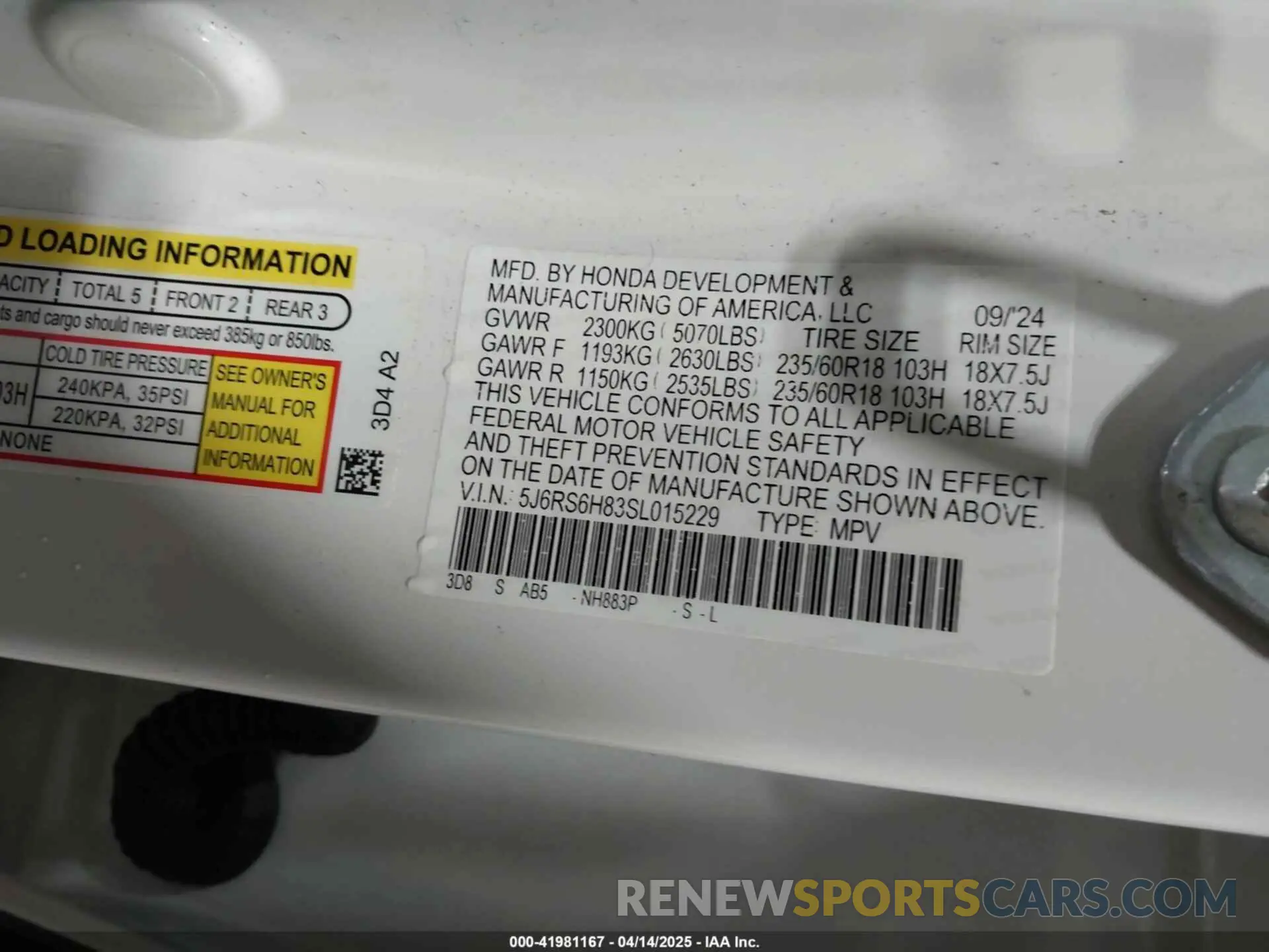 9 Фотография поврежденного автомобиля 5J6RS6H83SL015229 HONDA CR-V HYBRID 2025