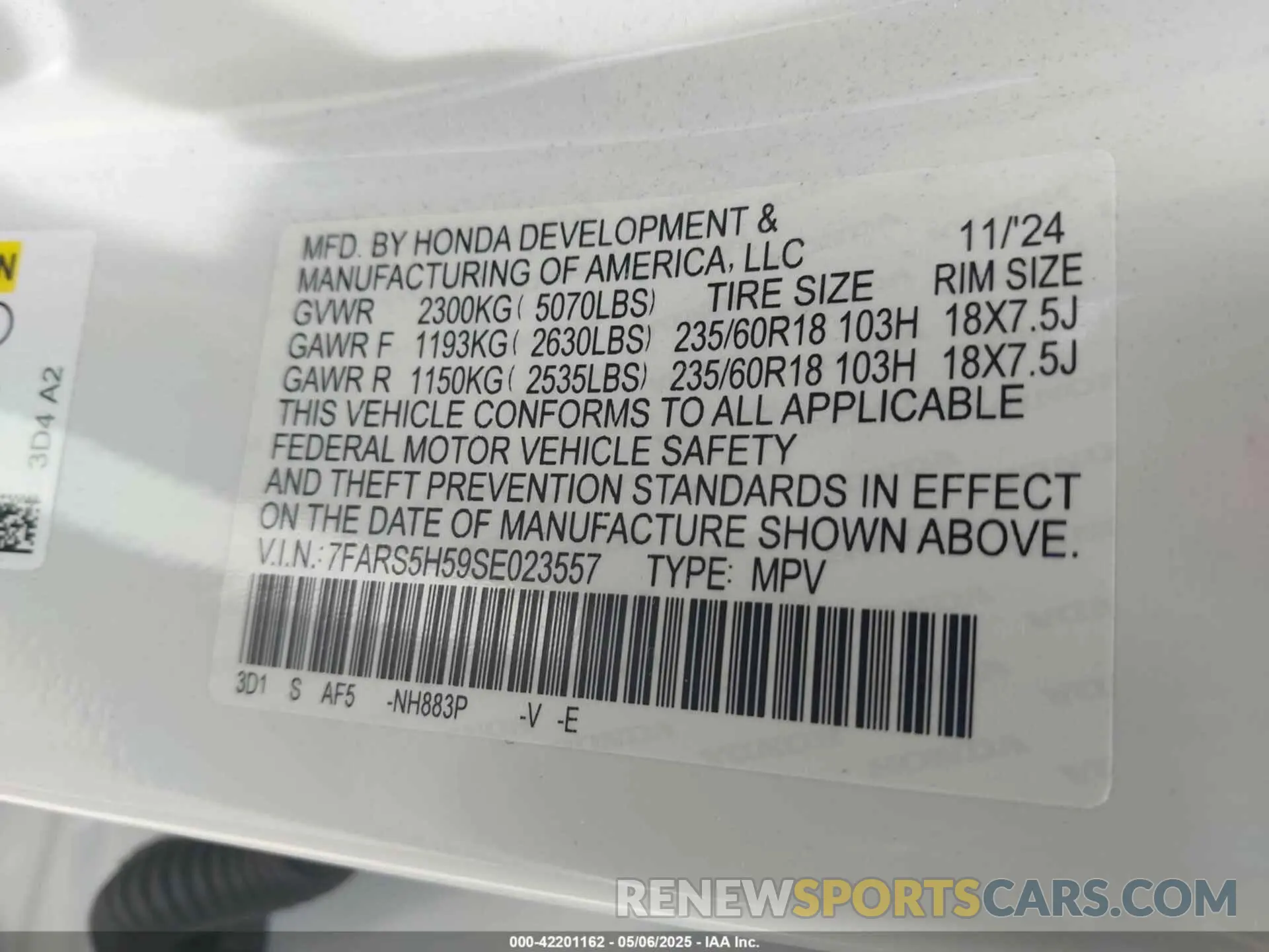 9 Фотография поврежденного автомобиля 7FARS5H59SE023557 HONDA CR-V HYBRID 2025