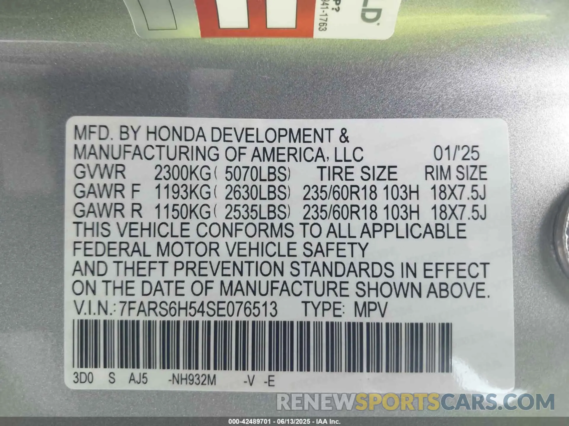 9 Photograph of a damaged car 7FARS6H54SE076513 HONDA CR-V HYBRID 2025