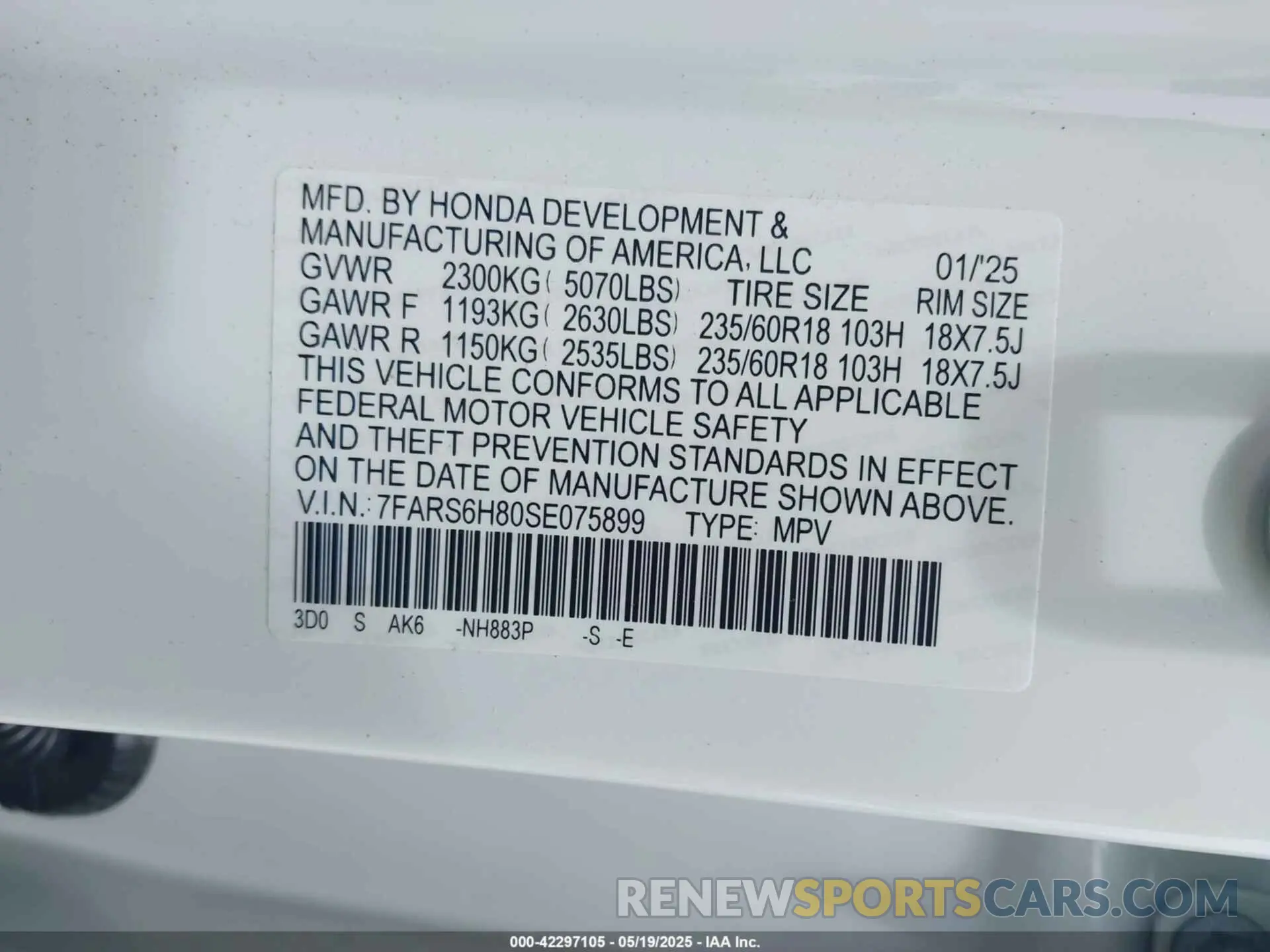 9 Photograph of a damaged car 7FARS6H80SE075899 HONDA CR-V HYBRID 2025