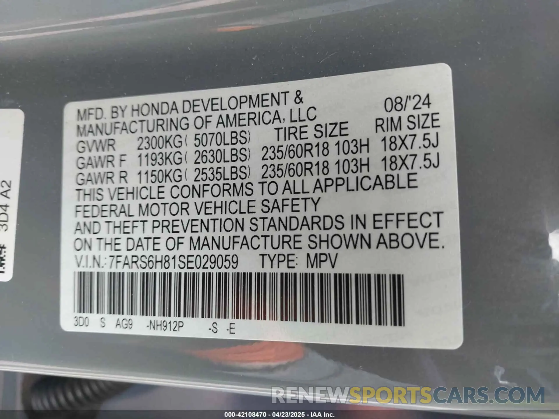 9 Photograph of a damaged car 7FARS6H81SE029059 HONDA CR-V HYBRID 2025