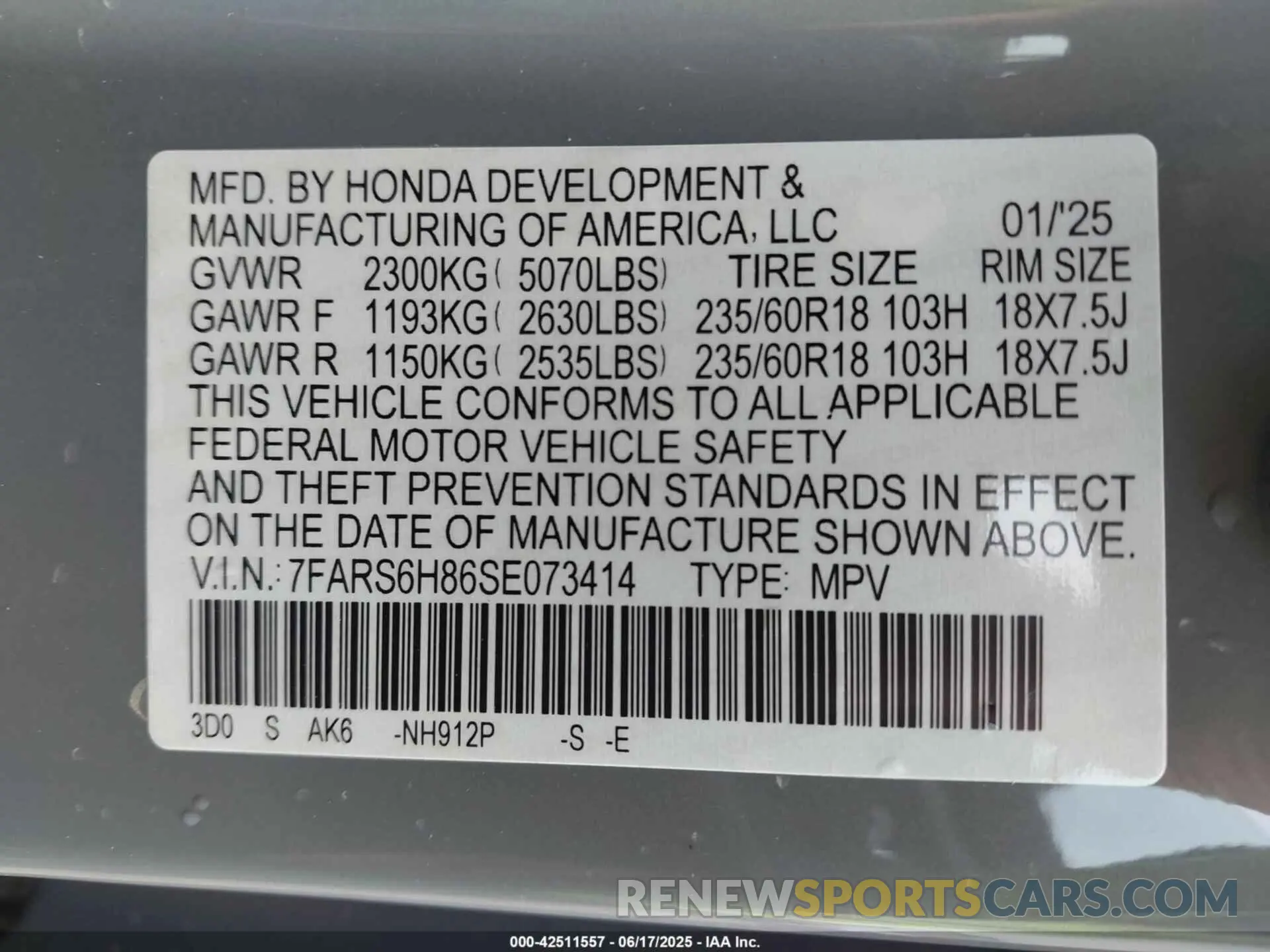 9 Photograph of a damaged car 7FARS6H86SE073414 HONDA CR-V HYBRID 2025