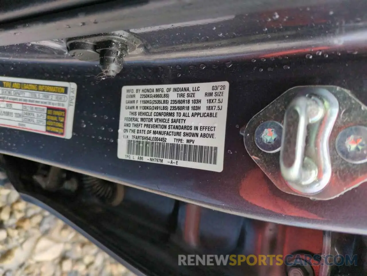 12 Photograph of a damaged car 7FART6H54LE004452 HONDA CRV 2020