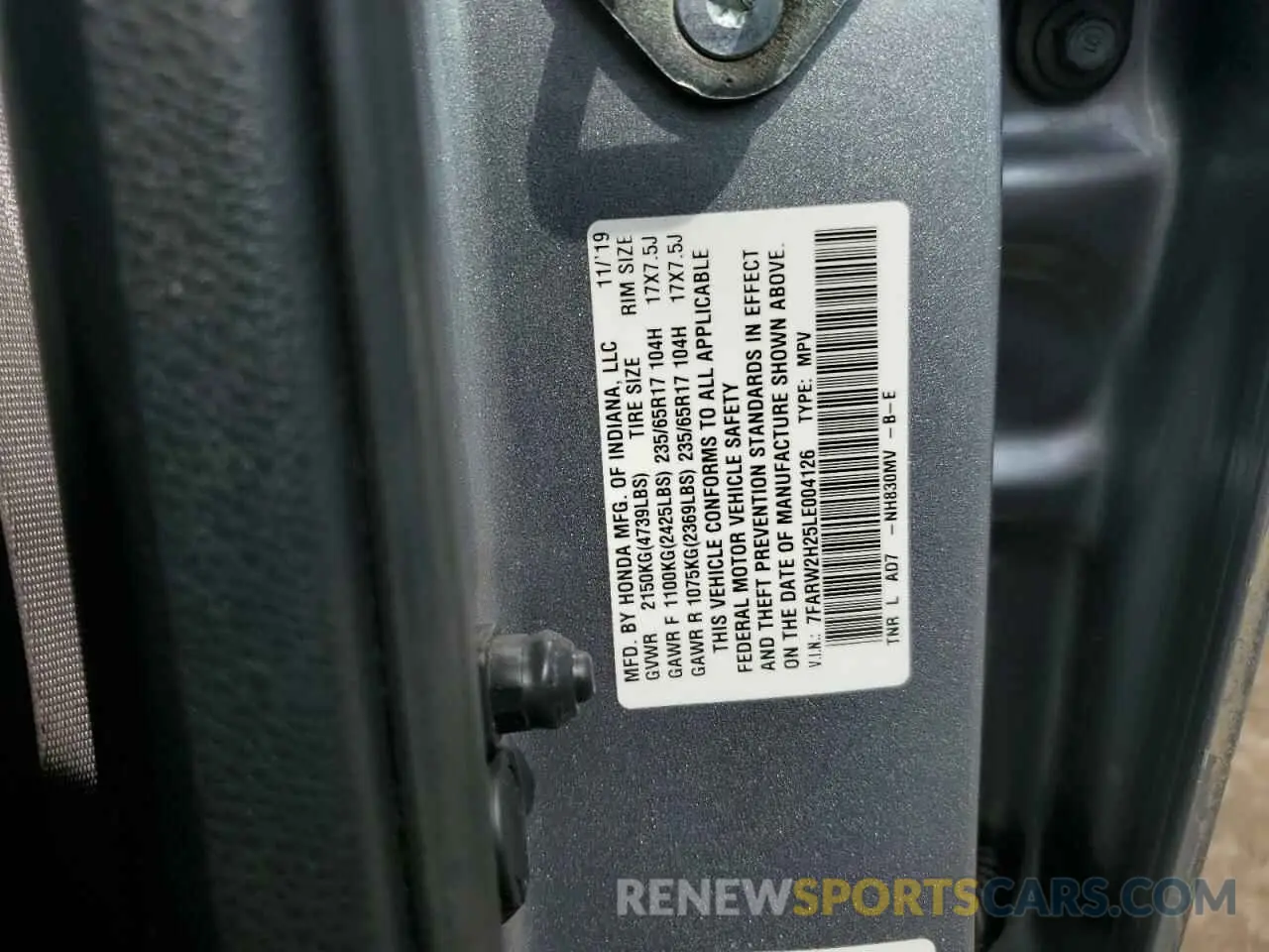12 Photograph of a damaged car 7FARW2H25LE004126 HONDA CRV 2020