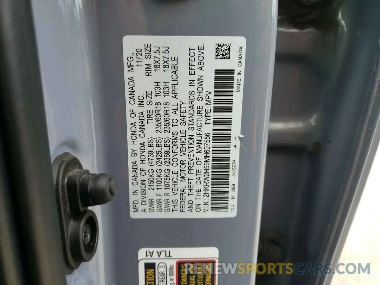 14 Photograph of a damaged car 2HKRW2H59MH607556 HONDA CRV 2021