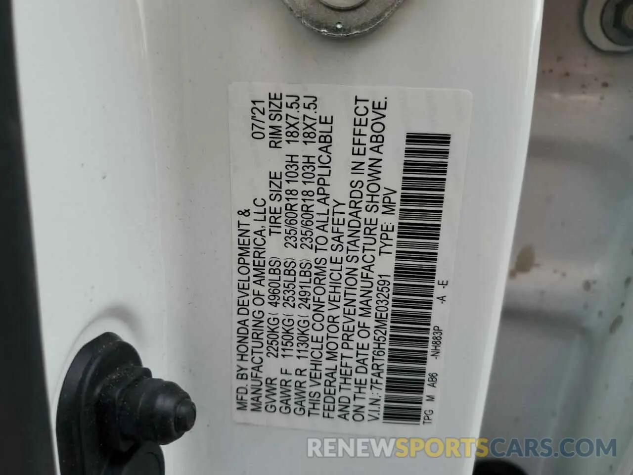 13 Фотография поврежденного автомобиля 7FART6H52ME032591 HONDA CRV 2021