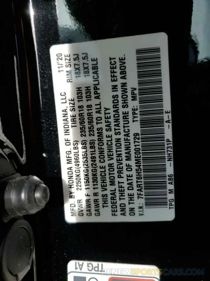 13 Photograph of a damaged car 7FART6H54ME001729 HONDA CRV 2021