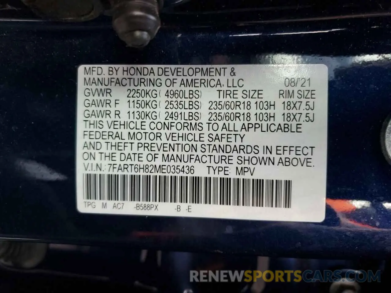 14 Фотография поврежденного автомобиля 7FART6H82ME035436 HONDA CRV 2021