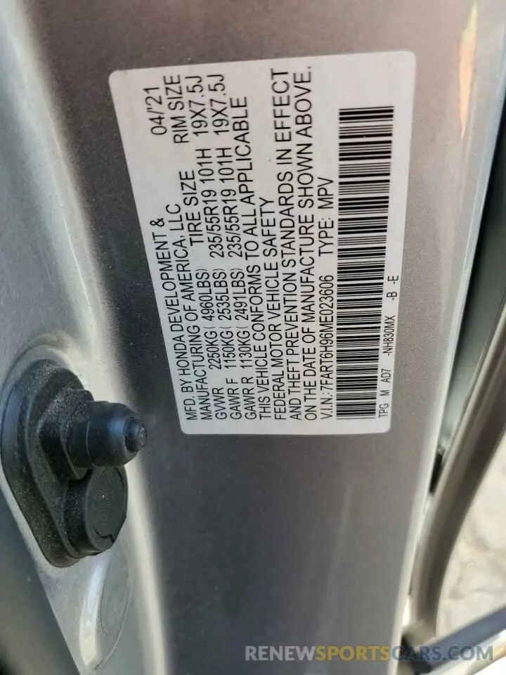 15 Photograph of a damaged car 7FART6H96ME023606 HONDA CRV 2021