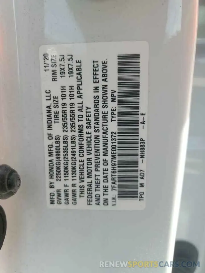 16 Фотография поврежденного автомобиля 7FART6H97ME001372 HONDA CRV 2021