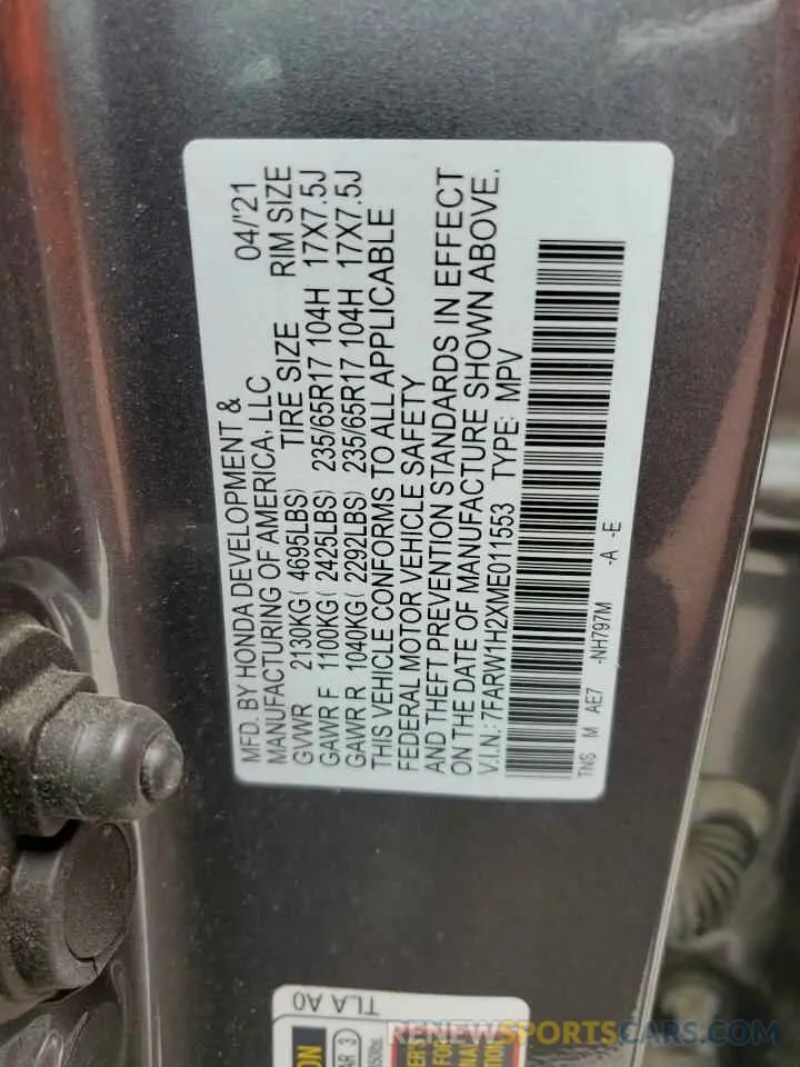 14 Фотография поврежденного автомобиля 7FARW1H2XME011553 HONDA CRV 2021