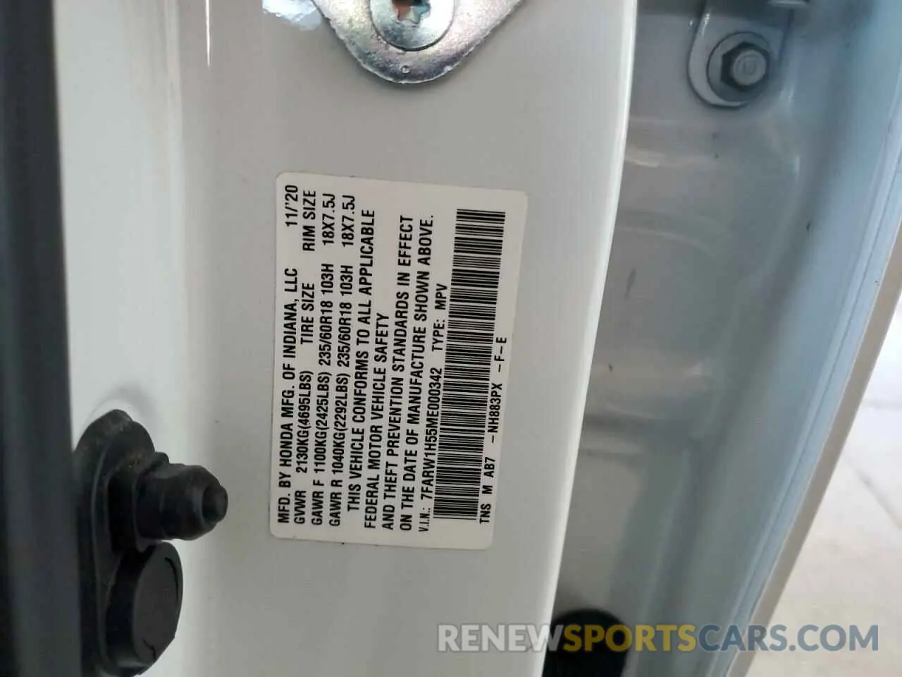 13 Photograph of a damaged car 7FARW1H55ME000342 HONDA CRV 2021