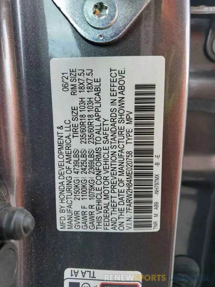 14 Фотография поврежденного автомобиля 7FARW2H84ME020758 HONDA CRV 2021