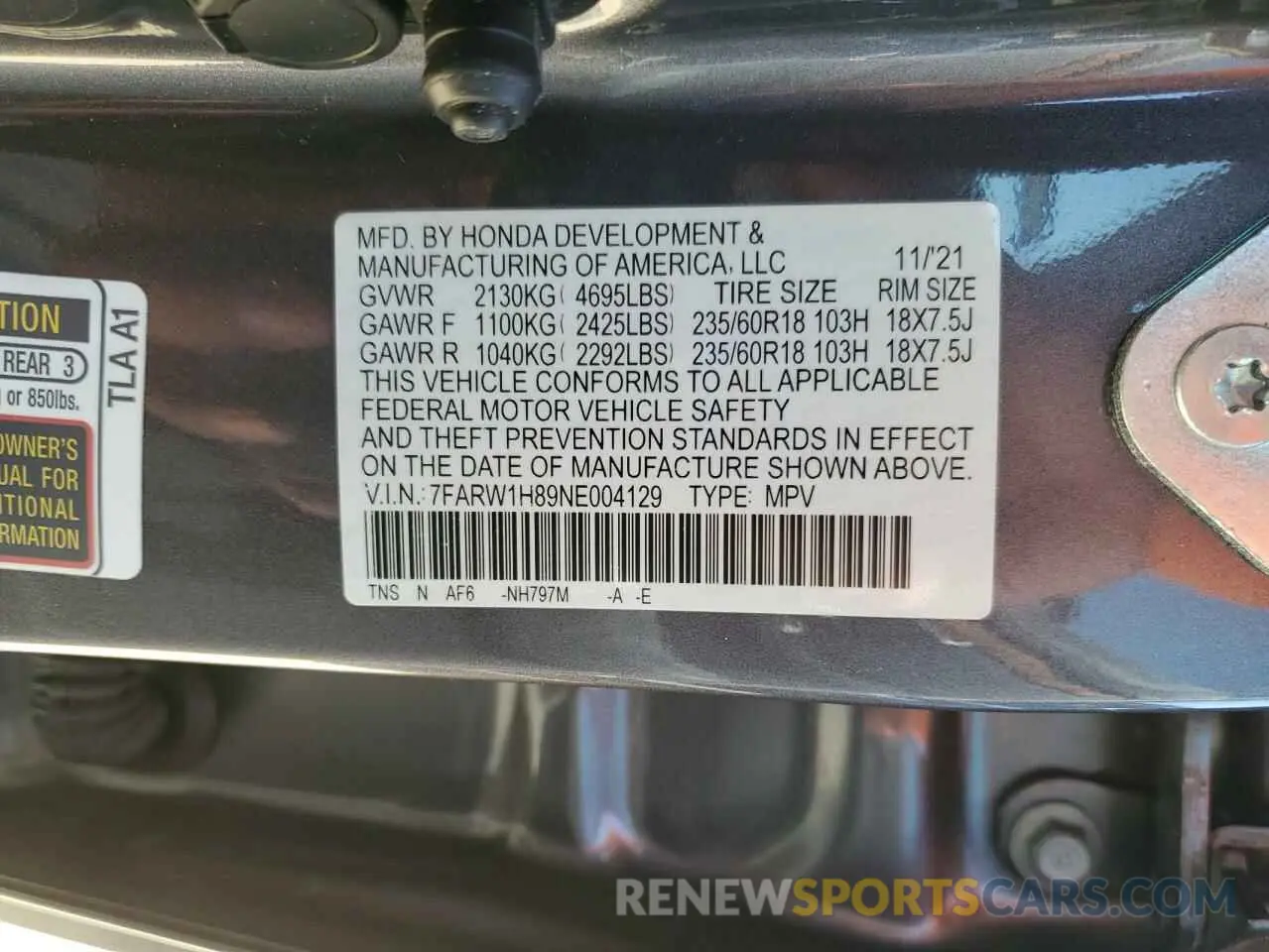 12 Фотография поврежденного автомобиля 7FARW1H89NE004129 HONDA CRV 2022