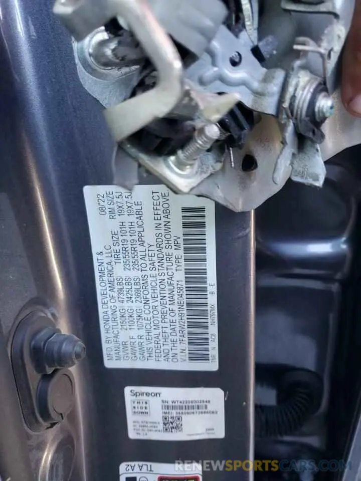 13 Фотография поврежденного автомобиля 7FARW2H91NE045871 HONDA CRV 2022