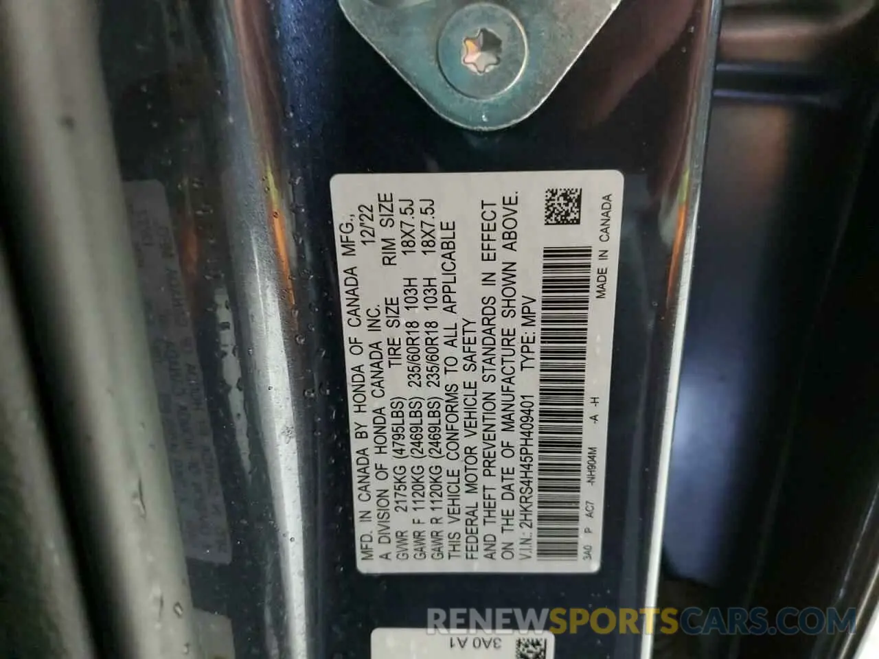 16 Фотография поврежденного автомобиля 2HKRS4H45PH409401 HONDA CRV 2023