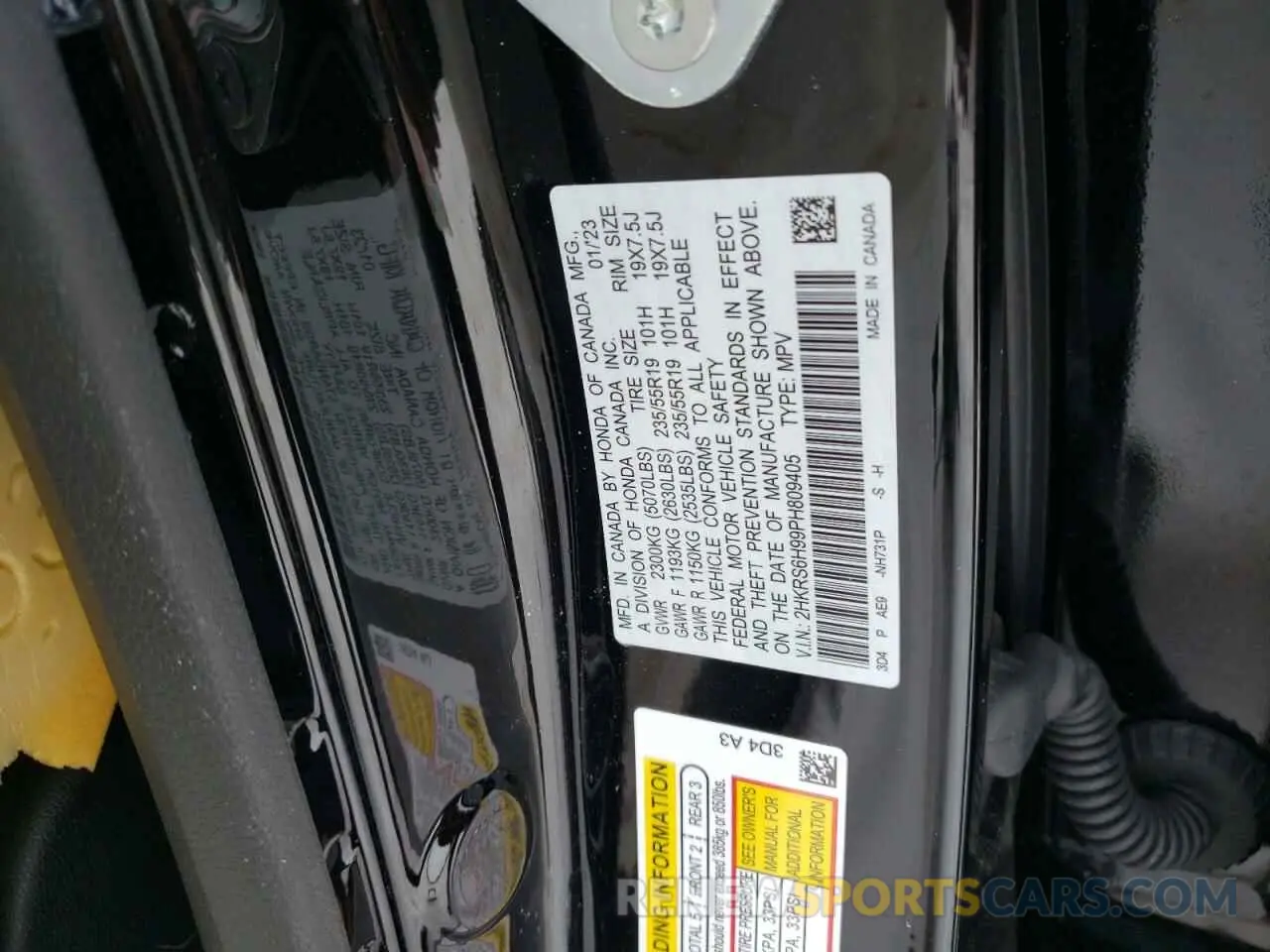 13 Photograph of a damaged car 2HKRS6H99PH809405 HONDA CRV 2023