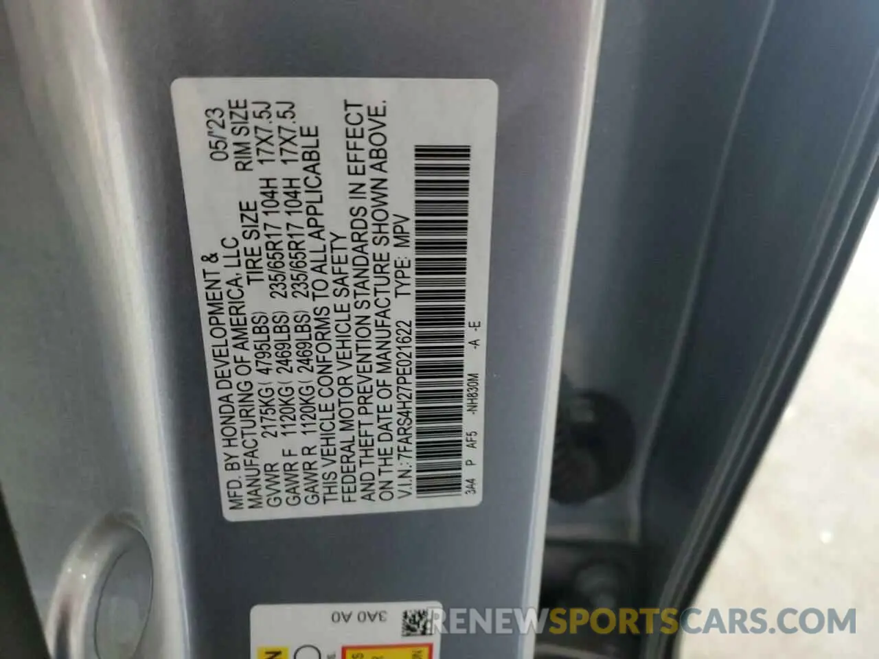13 Фотография поврежденного автомобиля 7FARS4H27PE021622 HONDA CRV 2023