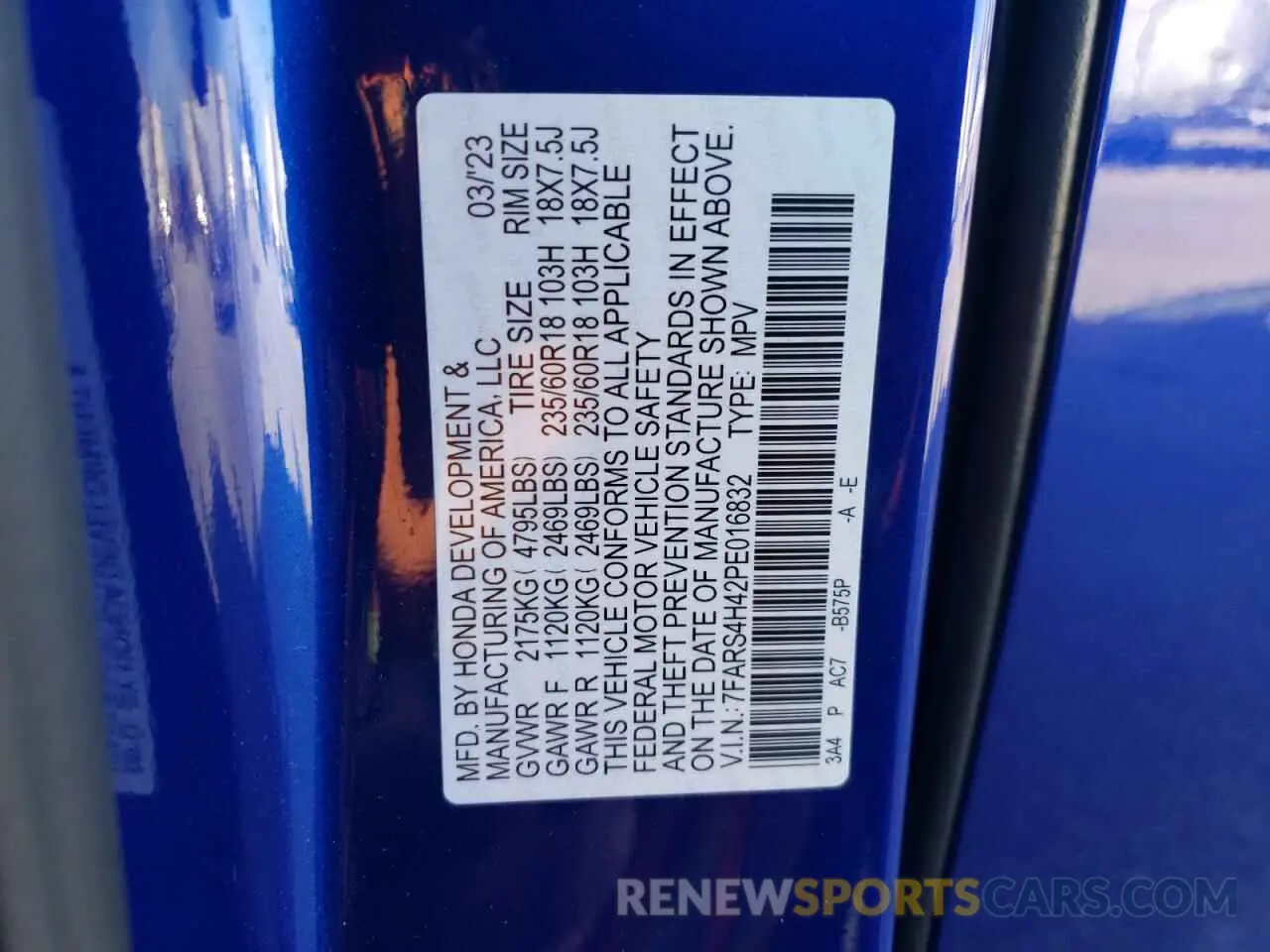 14 Фотография поврежденного автомобиля 7FARS4H42PE016832 HONDA CRV 2023