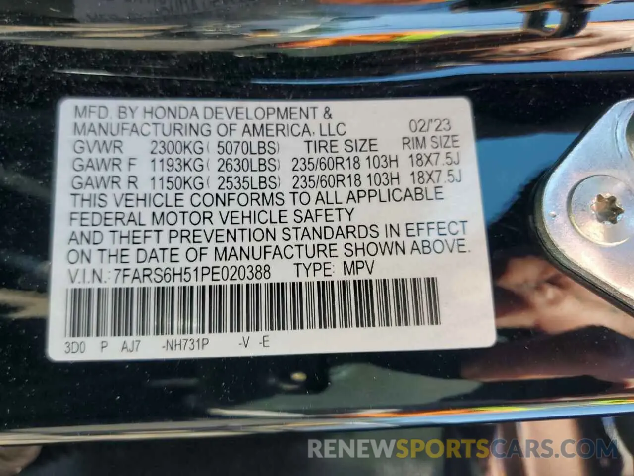 14 Photograph of a damaged car 7FARS6H51PE020388 HONDA CRV 2023