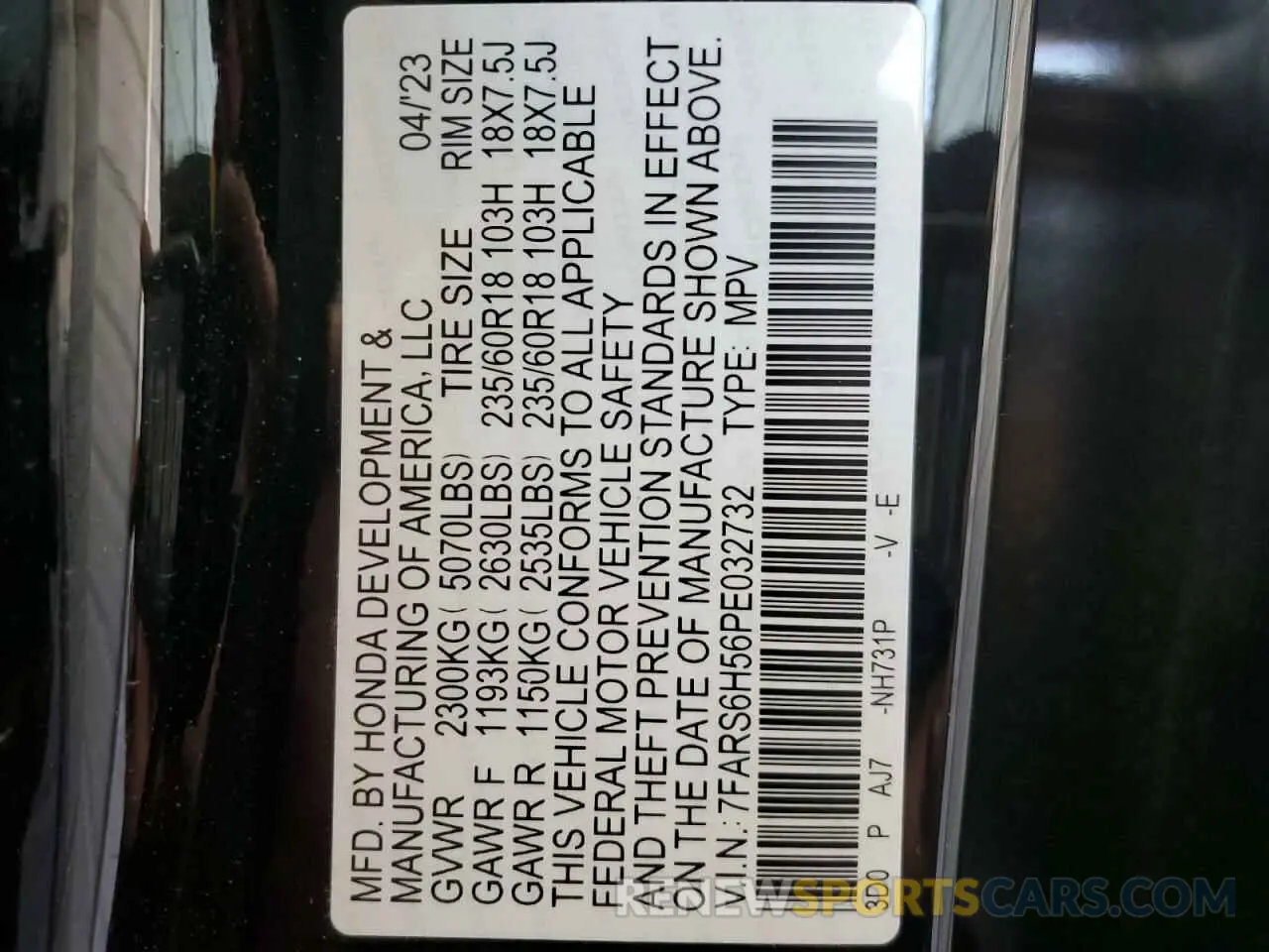 13 Фотография поврежденного автомобиля 7FARS6H56PE032732 HONDA CRV 2023